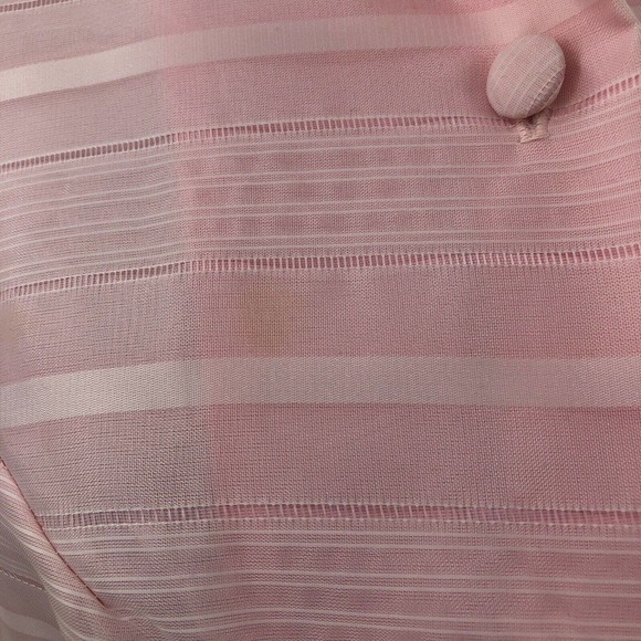 Vintage 60s Pink Stripe Floral Maxi Dress Roses Sheer Layered Mad Men Belted SzS - Picture 10 of 12